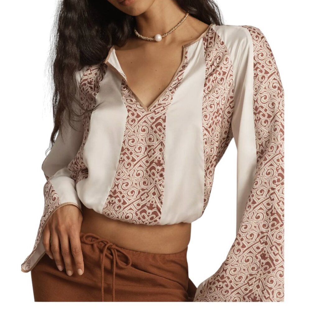 Anthropologie Silky Spliced Blouse I Size: XSS
